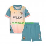 Camisolas de futebol Manchester City Haaland 9 Criança Equipamento Quarto 2024/25 Manga Curta